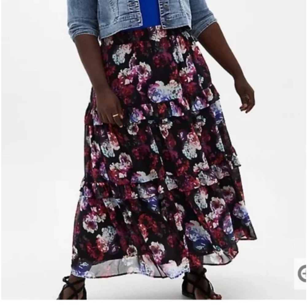 Torrid Floral Maxi Skirt - Black and Purple